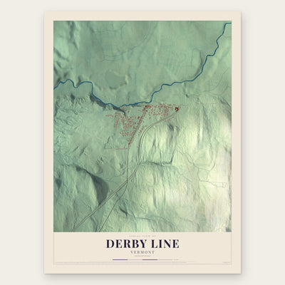 Derby Line, Vermont map print, the full design