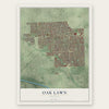 Oak Lawn, Illinois map print, the full design