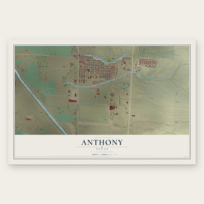 Anthony, Texas map print, the full design