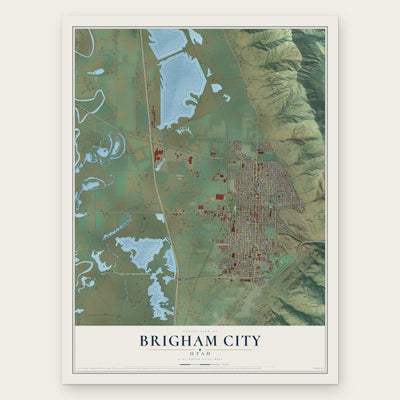 Brigham City, Utah map print, the full design