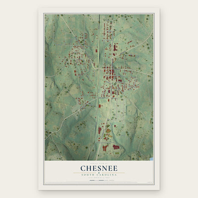 Chesnee, South Carolina map print, the full design