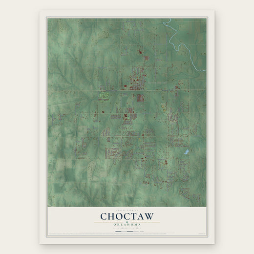 Choctaw, Oklahoma map print, the full design
