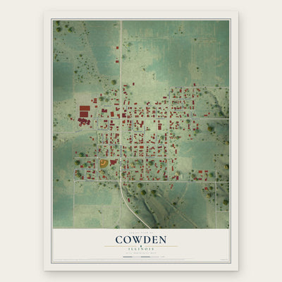 Cowden, Illinois map print, the full design