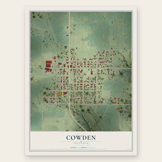 Cowden, Illinois map print, the full design