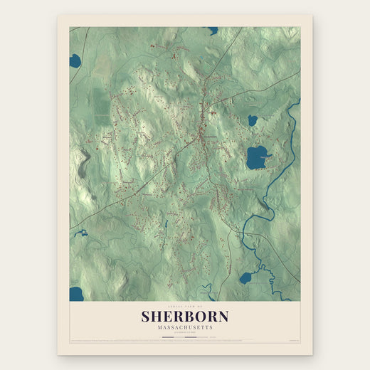 Sherborn, Massachusetts map print, the full design