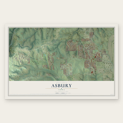 Asbury, Iowa map print, the full design