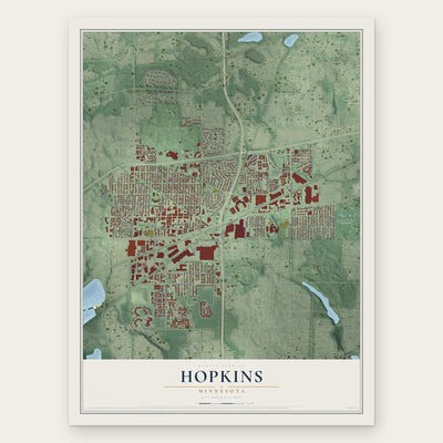 Hopkins, Minnesota map print, the full design