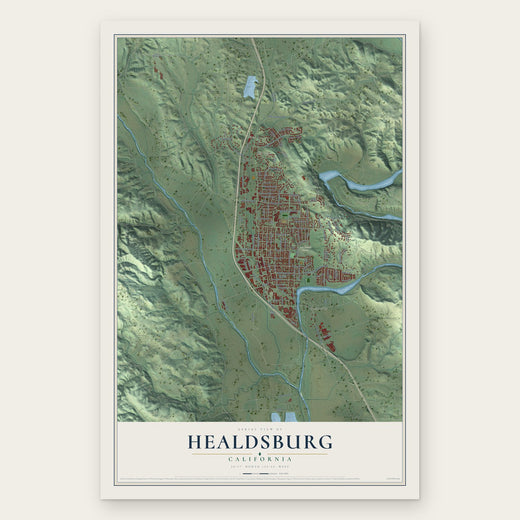 Healdsburg, California map print, the full design