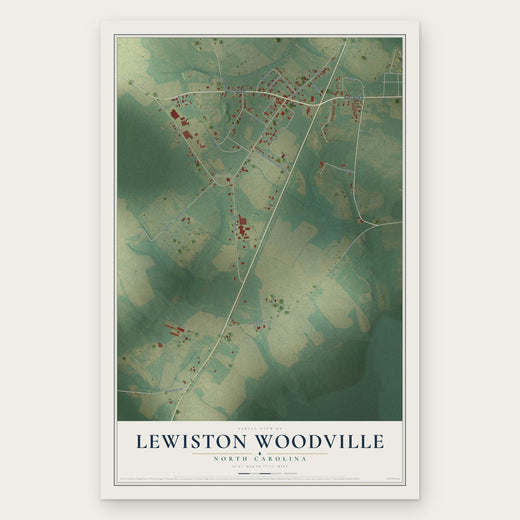 Lewiston Woodville, North Carolina map print, the full design