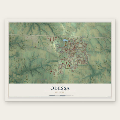 Odessa, Missouri map print, the full design