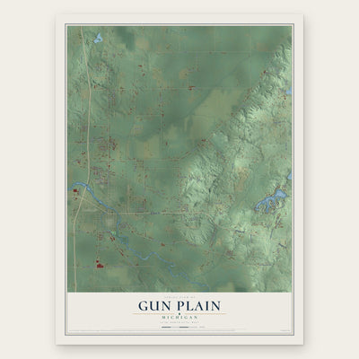 Gun Plain, Michigan map print, the full design