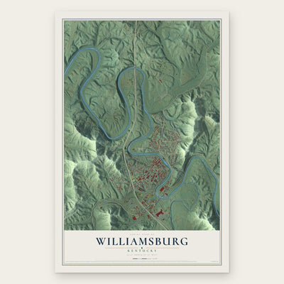Williamsburg, Kentucky map print, the full design