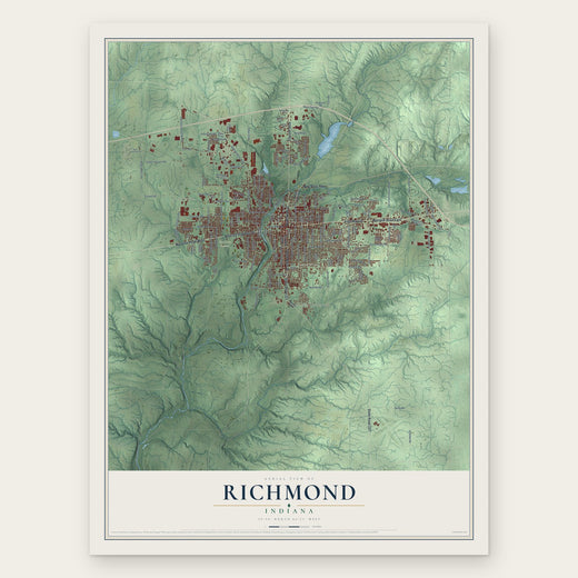 Richmond, Indiana map print, the full design