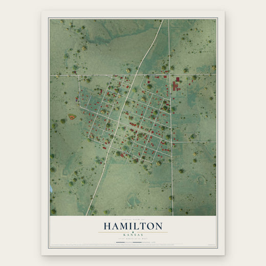 Hamilton, Kansas map print, the full design