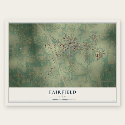 Fairfield, Texas map print, the full design