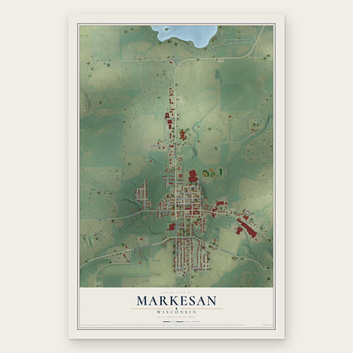 Markesan, Wisconsin map print, the full design
