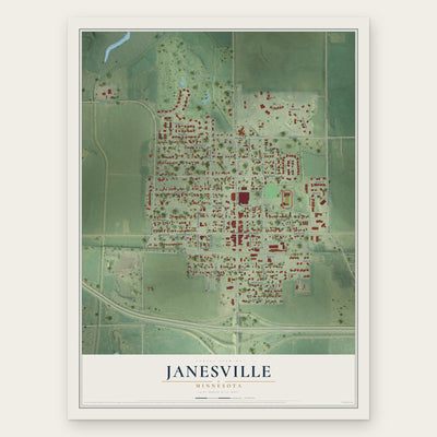 Janesville, Minnesota map print, the full design