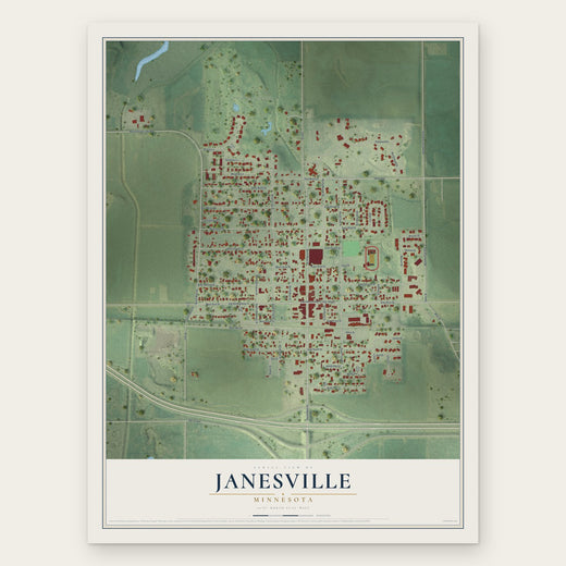 Janesville, Minnesota map print, the full design