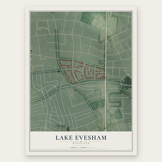 Lake Evesham, Maryland map print, the full design
