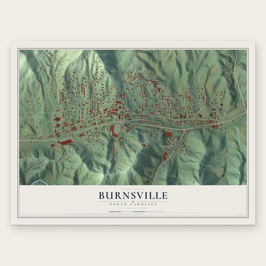 Burnsville, North Carolina map print, the full design