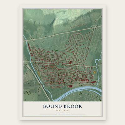 Bound Brook, New Jersey map print, the full design
