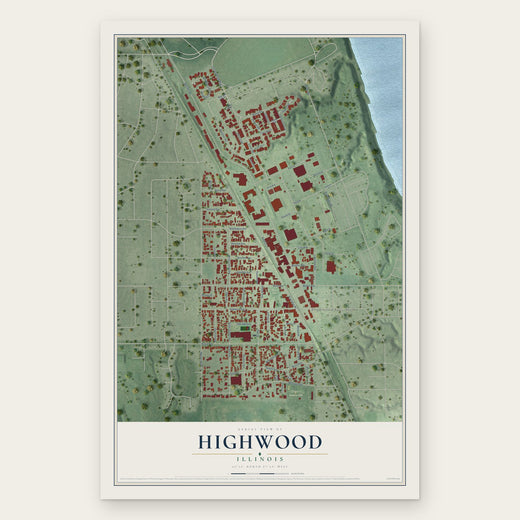 Highwood, Illinois map print, the full design