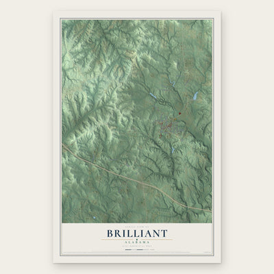 Brilliant, Alabama map print, the full design