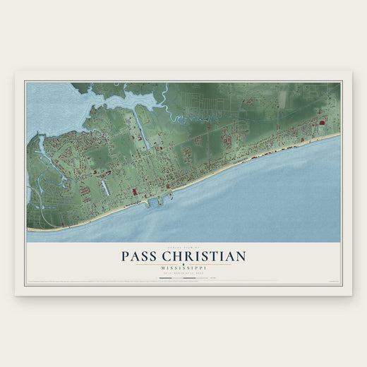 Pass Christian, Mississippi map print, the full design