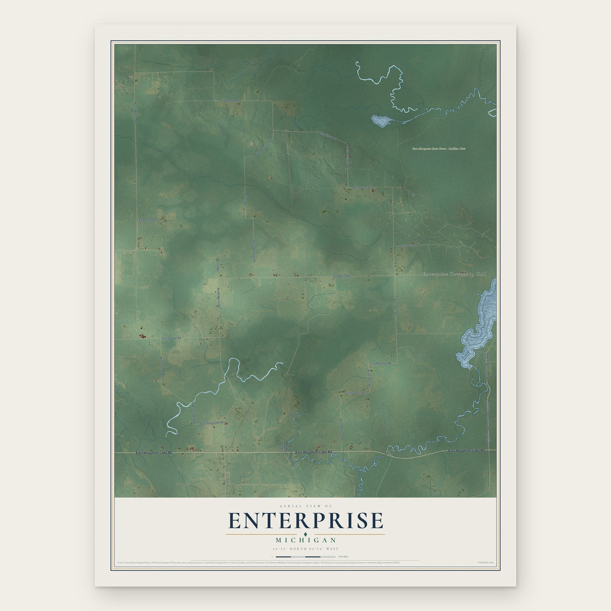 Enterprise, Michigan map print, the full design