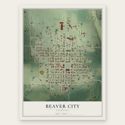 Beaver City, Nebraska map print, the full design