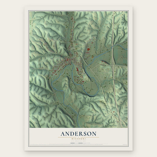 Anderson, Missouri map print, the full design