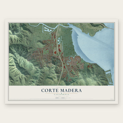 Corte Madera, California map print, the full design