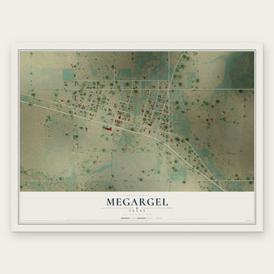 Megargel, Texas map print, the full design
