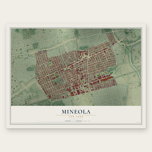 Mineola, New York map print, the full design