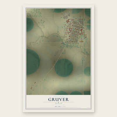 Gruver, Texas map print, the full design