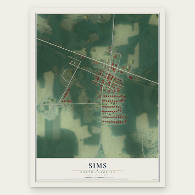 Sims, North Carolina map print, the full design