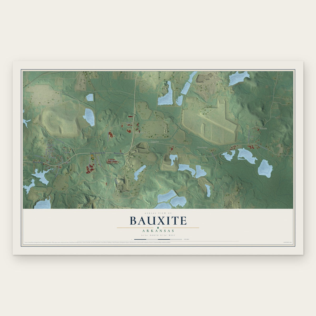 Bauxite, Arkansas map print, the full design