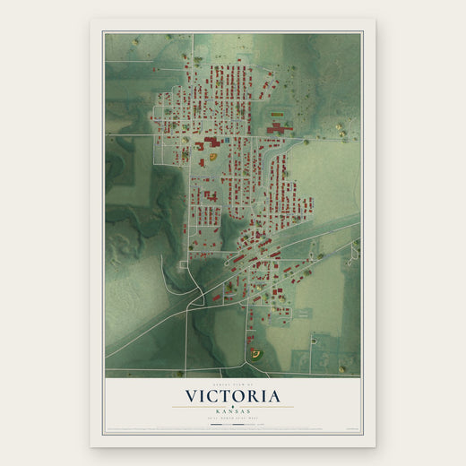 Victoria, Kansas map print, the full design