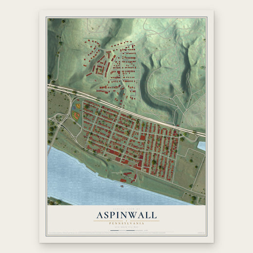 Aspinwall, Pennsylvania map print, the full design