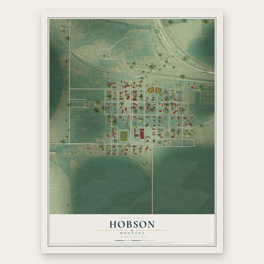 Hobson, Montana map print, the full design
