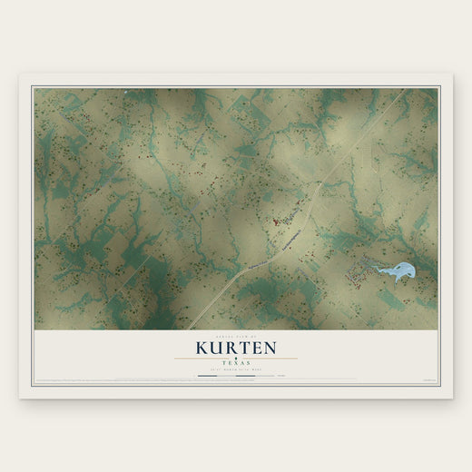 Kurten, Texas map print, the full design