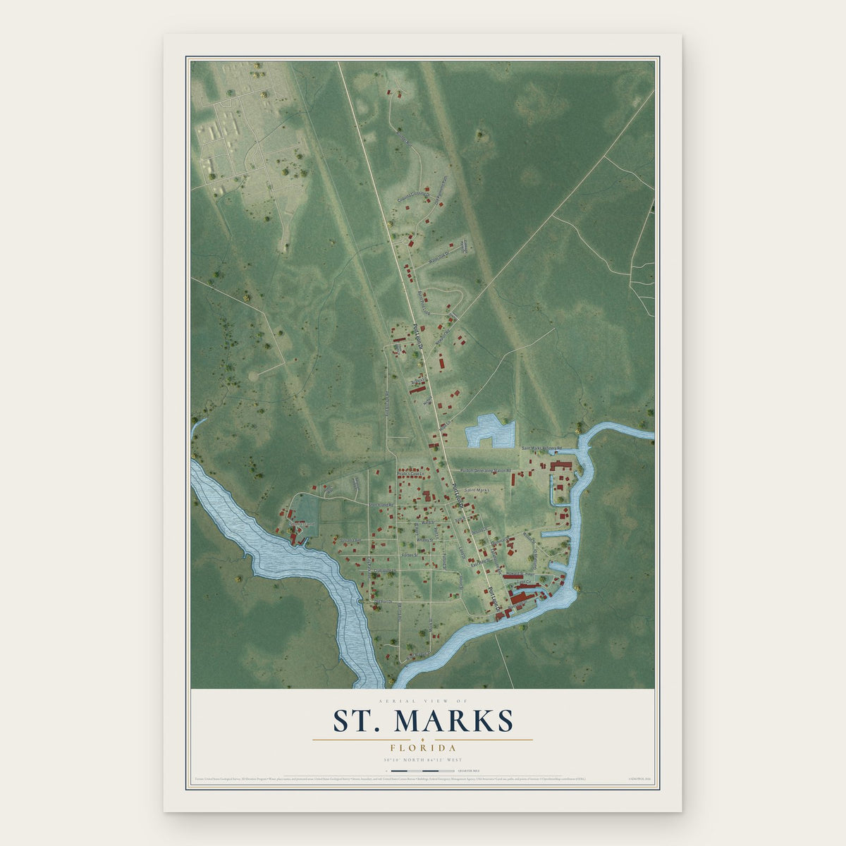 St. Marks, Florida map print, the full design