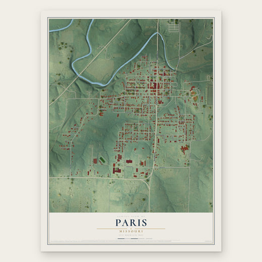 Paris, Missouri map print, the full design