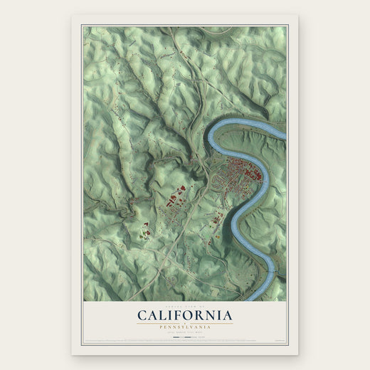 California, Pennsylvania map print, the full design