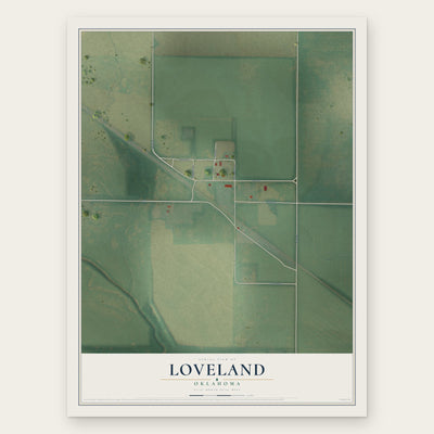 Loveland, Oklahoma map print, the full design