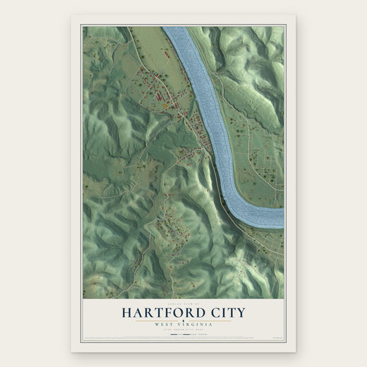 Hartford City, West Virginia map print, the full design