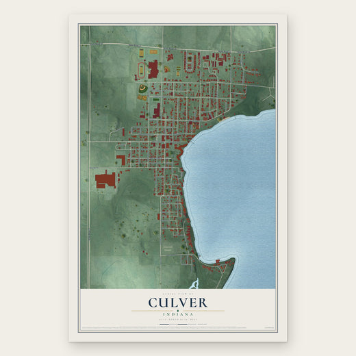 Culver, Indiana map print, the full design