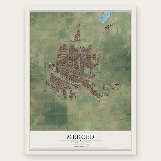 Merced, California map print, the full design