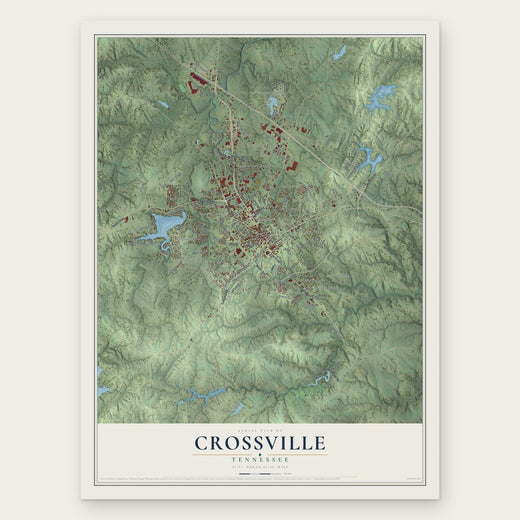 Crossville, Tennessee map print, the full design