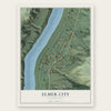 Elmer City, Washington map print, the full design